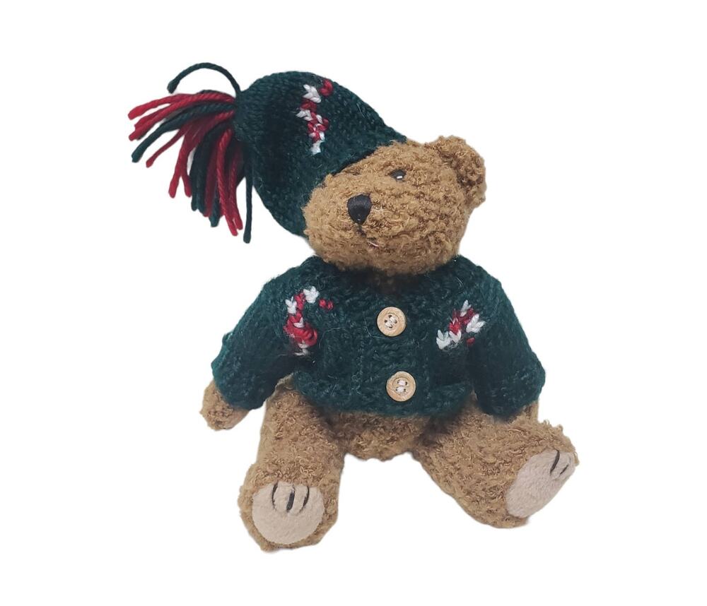 Vintage Hugfun Holiday Sweater & Winter Hat Jointed Plush Teddy Bear